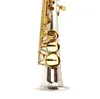 Margewate Soprano SaxophoneストレートパイプブラスシルバーとゴールドラッカーMAS-501サックス新しい演奏楽器とケース