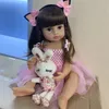 Puppen 55CM echte Größe Original NPK Bebe Puppe wiedergeborenes Kleinkind Mädchen rosa Prinzessin Badespielzeug sehr weiches Ganzkörpersilikon Überraschung 231204