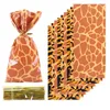 Gift Wrap Jungle Animal Theme Plastic Cookie Candy Bags Leopard Tiger Giraffe Printed Packing Birthday Baby Shower Decorations