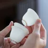 Xícaras Pires Gordura de Carneiro Jade Branco Porcelana Xícara de Chá Conjunto Chinês Cerâmica Master Outline em Ouro Casa Teacup Água