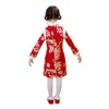 Vêtements ethniques 2023 Hiver Vintage Enfants Chinois Traditionnel Cheongsam Mariage Fleur Fille Qipao Robe Année Rouge