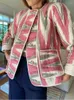 Women's Jackets Gypsylady Floral Striped Chic Elegant Jacket Autumn Spring Vintage Long Sleeve Pink Ins Women Ladies High Street Coats