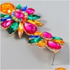 Stud överdrivna blommor Studs Fashion Design Drop Earrings For Women Girls Rhinestone Dangle MTI Layer Bling Iced Out FL Diamond Ear DH3FL