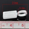 Zinc metal alloy 100PC Silver Plated Tag Glue on Bail 21x7mm206I