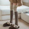 Skarpetki dla kobiet wełniane pończochy Patchwork nad nogą kolan jk długą żeńską ciepłą skarpetę streetwear wtajemnicza mujer