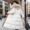 Women's Jackets Cotton Coat Long Parka Coat Thick Jacket Women 2023 Fur Autumn Winter Warm Coats Woven Block Trend Hooded White Black Parkas T231204