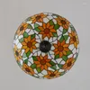 Kroonluchters 24-inch Nordic Retro Stijl Kleurrijke Pastorale Zonnebloem Glazen Lampenkap Tiffany Woonkamer Plafondlamp Kroonluchter