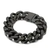 Bracelet en acier inoxydable bijoux noir grand bracelet cubain lien chaîne mode tendance 20mm 8 66 pouces 146g poids européen et A2486