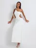 Casual Dresses Wsevypo White Backless Party Slip Long Dress Women's One-Shoulder Suspender Flowy Hem Evening Beach Night Gown Vestidos