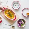 Ensembles de vaisselle, assiette de cuisson en céramique de Style japonais, vaisselle en poterie de cerise, plats occidentaux, assiettes de four de cuisson