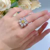 Flower Topaz Diamond Ring 100% Real 925 Sterling Silver Party Wedding Band Rings for Women Bridal Promise Engagement Jewelry