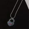 Pendant Necklaces Simple Trend Resin Heart-Shaped Lock Key Necklace Silver Color Clavicle Chain Couples Nightclub Hip Hop Jewelry