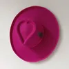 Berets Chapéus Florais Aba Larga Fedora Coração Coroa Chapéu de Feltro Chapéu Feminino Personalizado para Homens e Mulheres Rosa Cowboyhat