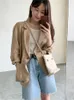 Women's Suits Women Blazer Jacket Cotton Linen Thin Three Quarter Sleeve Single Button Loose Spring Summer Autumn Fashion Casual Elegant