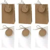 Cadeau cadeau 50pcs rétro kraft papier sac sacs européens bricolage bonbons bijoux emballage de chocolat avec étiquette de corde faveurs de fête de mariage