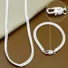 Ketting Oorbellen Set 925 Sterling Zilver Kerstcadeaus Platte Slang 5MM Ketting Armbanden Mode Voor Man Vrouwen Bruiloft 20 / 50cm