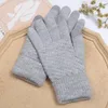 Five Fingers Gloves Winter Touch Screen Women Men Warm Stretch Knit Mittens Imitation Wool Full Finger Guantes Female Crochet Luvas Thicken 231204