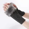 Fingerless Handskar Autumn Winter Women Plush Faux päls stickning ull Keep Warm Short Mitten Girl Half Finger Touch Screen 231204