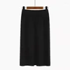 Skirts 2023 Autumn Winter Women's Medium Length One-step Skirt A-line Pants Girls' Knitted Wool Leisure Commuting Gray