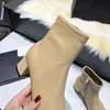 Bottines de créateurs de couleurs mélangées, chaussures de mode en daim pour femmes, robe élégante en cuir d'agneau véritable, bottes de travail en daim et cachemire, style décontracté, fermeture éclair pointue avec boîte