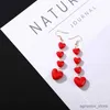 Charme coeur rouge pendentif longues boucles d'oreilles gland pour les femmes boucles d'oreilles romantiques multicouches amour coeurs filles fête cadeau en gros R231204