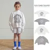 Комплекты: куртка для девочек, коллекция 2023 года, зимний модный детский джемпер с героями мультфильмов, хлопковый милый корейский вариант детской одежды для девочек, 231204