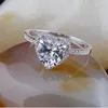 Cluster-Ringe, klassischer 925er Sterlingsilber-Diamant, Hochzeit, Verlobung, Cocktail, Herz, quadratischer Topas-Edelstein für Damenschmuck