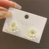 Stud 2 en 1 boucles d'oreilles à fleurs blanches pour femmes coréennes douces perles d'imitation détachables élégantes petites boucles d'oreilles en acrylique 2024 nw R231204