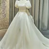 Vestidos sexy urbanos estilo coreano pescoço quadrado uma linha mangas inchadas rendas até vestido de casamento vestido de noiva 231202