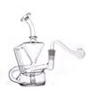 1 Stück kleine Recycler-Glasbong-Wasserpfeifen, Waben-Perc-Wasserpfeifen, Bohrinseln, dicker Bubbler, Dabber, Recycler, Aschefänger, Shisha mit 10 mm männlichen Glas-Ölbrennerrohren