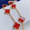 10 Diamond ketting Fashion Classic Clover ketting charme 18k roségoud verzilverde agaat hanger voor Womengirl Valentine's Engagement Designer sieraden Gift Box