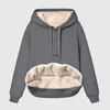 Hoodies للنساء للبلوزات بالإضافة إلى الحجم للنساء أنا صوف هوديي قميص من النوع الثقيل المبطن في الشتاء المخملية v ne long sleeve underyolq