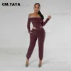 Pantalon féminin à deux pièces cm.yaya Fashion Fashion's Part Off Body à manches longues et pantalons de jogging à manches longues 2023 Street Two 2 Pieds Set Tisfit Tracksuit T231204