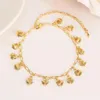 Nueva moda coreana Amarillo fino 14K Oro sólido real GF Encanto ilimitado Pulsera de elementos múltiples alargar Tamaño longitud Tobillera Verano St275v