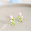 Stud Earrings Cute Pink Tulip Flower For Women Girls Lovely Korean Style Jewelry Gift Brincos Y2K