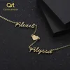 Fashion Custom Names Heart symbol Necklace Stainless Steel Pendants Statement Personalized Choker For Women Gift Gold Jewelry Q111211Q