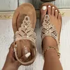 Sandals Casual Bohemian Beach Shoes Crystal Rhinestone Decor Scallop Trim Thong Sandals Fashion Dress Sandals Wedding Party Women Shoes 231204