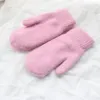 Cinq doigts gants 1 paire femmes hiver garder au chaud en peluche élasticité douce mitaines complètes imitation fourrure de lapin tricoté filles mode 231204