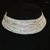 Choker Luxury Rhinestone Crystal Maxi Statement Necklace 2023 Multilayer Wedding Chokers Fashion Jewelry Accessories