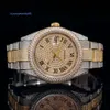 Yellow Gold Hip Hop Fashion Märke smycken VVS Iced Out Moissanite Diamond Watch i rostfritt stål