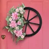 Fleurs décoratives ornement de fête simulation de couleurs vives couronne de fleurs artificielles conception réaliste pour pendentif de porte d'entrée une roue de