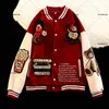 Men's Jackets American Street Flocking Embroidered Clown Baseball Uniform Y2K Retro Hong Kong Fashion Casual Couple Jacket For Men And Women 231204