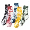 Women Socks Tanabata Ink Ink Literary Tie Tie Dye للرجال القطن القابل للتنفس أحادي اللون أبيض الهيب هوب Happy Kpop