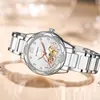 Women's Watches Fashion Creative Brand Watches Women's 'lyxiga toppmärke Ceramic Strap Diamond Skeleton Ladies Automatiska mekaniska armbandsur 231204
