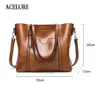 Acelure Women Torka Skórzane ręce olejowe luksusowe worki dłoniowe z Pocket Pocket Messenger Big Tote Sac Bols 211103264K