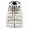 Gilets pour hommes Gilet de mode coréenne Hiver Vestes sans manches Hommes à capuche chaude 2023 Casual Outwear Chapeau détachable extérieur