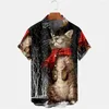 Heren Hoodies Kerst Grafische Print Shirts Harajuku Tops Korte Zomer Revers Mode Hawaiiaanse Vakantie Oversized Kleding Tee