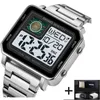 Orologi da polso Skmei Fashion Dual Time Orologio sportivo digitale da uomo Cinturino in acciaio inossidabile di lusso Led Sveglia con bracciale impermeabile Reloj Hombre