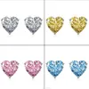 2022 Ins Top Sell Stud Pendientes Joyería de moda simple Solitario Multi Color 5A Cubic Zircon CZ Diamond 925 Sterling Silver Heart 295C