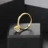 Wedding Rings Classic 1 Carat Crystal Ring For Women Zirconia Gold Color Engagement Anniversary Proposal Marriage Jewelry R174 231204